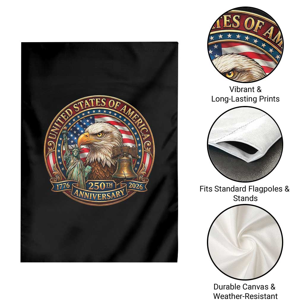 USA 250th Anniversary Emblem 1776 2026 Garden Flag Patriotic Seal with Bald Eagle Liberty Bell Statue of Liberty TS02 Print Your Wear