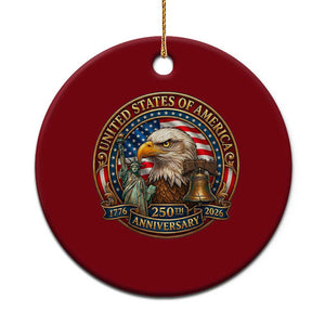 USA 250th Anniversary Emblem 1776 2026 Ceramic Ornament Patriotic Seal with Bald Eagle Liberty Bell Statue of Liberty TS02 1pc Red Print Your Wear