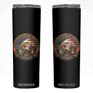 USA 250th Anniversary Emblem 1776 2026 Skinny Tumbler Patriotic Seal with Bald Eagle Liberty Bell Statue of Liberty TS02 Black Print Your Wear