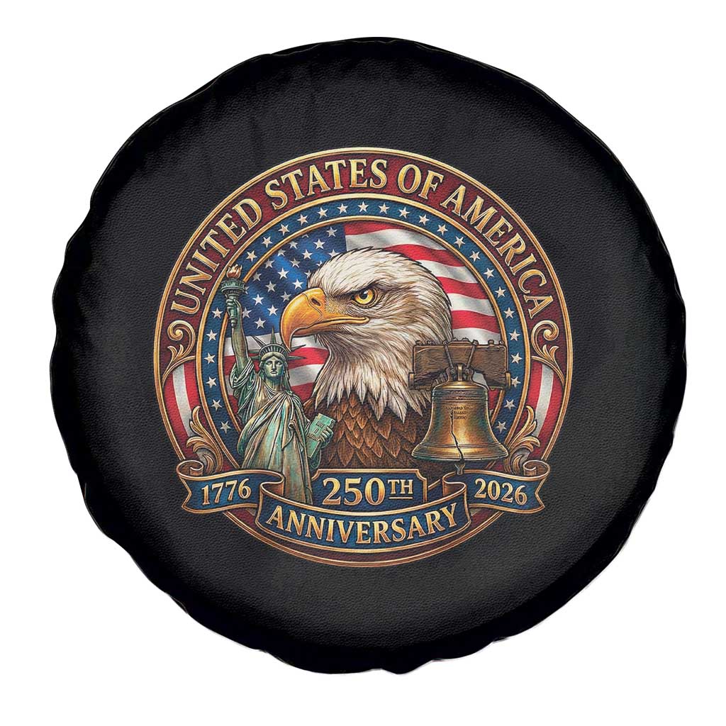 USA 250th Anniversary Emblem 1776 2026 Spare Tire Cover Patriotic Seal with Bald Eagle Liberty Bell Statue of Liberty TS02 Print Your Wear