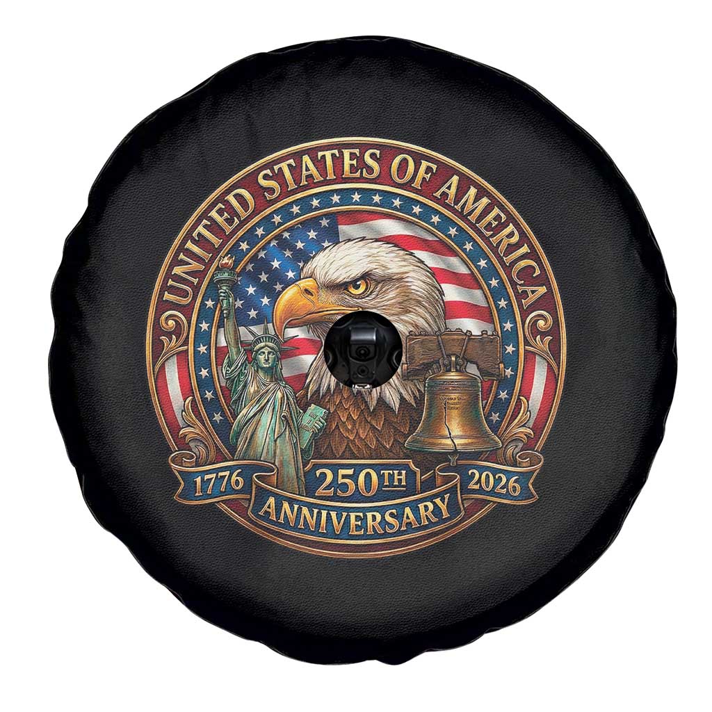 USA 250th Anniversary Emblem 1776 2026 Spare Tire Cover Patriotic Seal with Bald Eagle Liberty Bell Statue of Liberty TS02 Print Your Wear