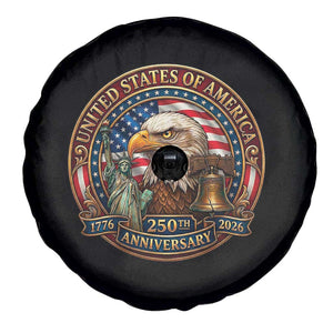 USA 250th Anniversary Emblem 1776 2026 Spare Tire Cover Patriotic Seal with Bald Eagle Liberty Bell Statue of Liberty TS02 Print Your Wear