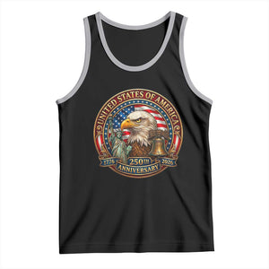 USA 250th Anniversary Emblem 1776 2026 Tank Top Patriotic Seal with Bald Eagle Liberty Bell Statue of Liberty TS02 Black Athletic Heather Print Your Wear