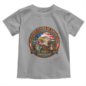 USA 250th Anniversary Emblem 1776 2026 Toddler T Shirt Patriotic Seal with Bald Eagle Liberty Bell Statue of Liberty TS02 Sport Gray Print Your Wear