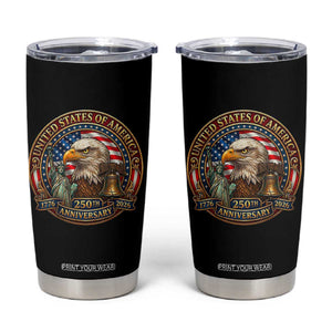 USA 250th Anniversary Emblem 1776 2026 Tumbler Cup Patriotic Seal with Bald Eagle Liberty Bell Statue of Liberty TS02 Black Print Your Wear