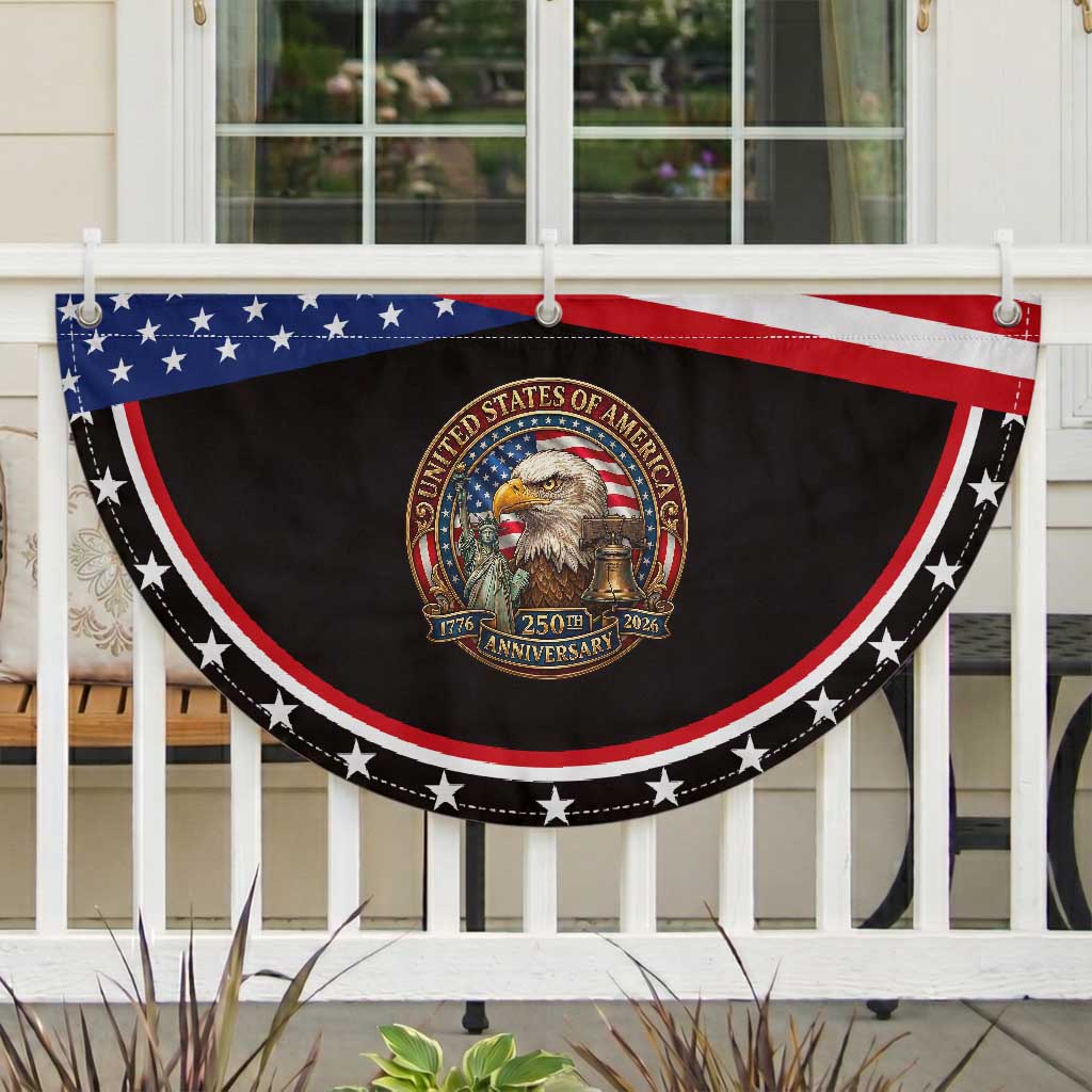 USA 250th Anniversary Emblem 1776 2026 Patriotic Fan Flag Seal with Bald Eagle Liberty Bell Statue of Liberty