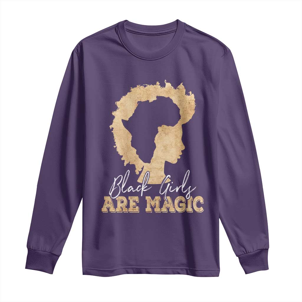 Black Girls Are Magic Long Sleeve Shirt Afro Melanin Pride TS02 Purple Print Your Wear