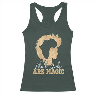 Black Girls Are Magic Racerback Tank Top Afro Melanin Pride TS02 Dark Forest Green Print Your Wear