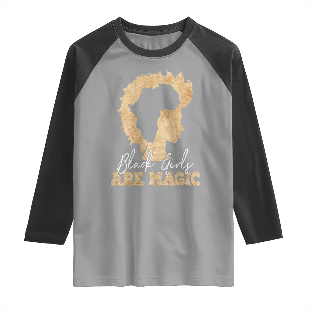 Black Girls Are Magic Raglan Shirt Afro Melanin Pride TS02 Sport Gray Black Print Your Wear
