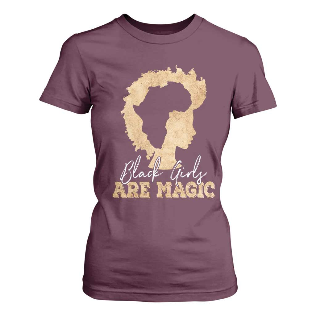 Black Girls Are Magic T Shirt For Women Afro Melanin Pride TS02 Maroon Print Your Wear