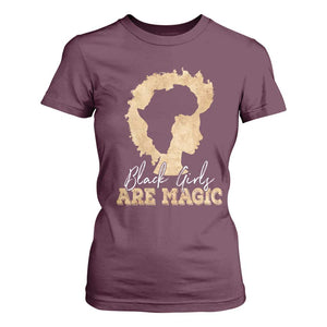Black Girls Are Magic T Shirt For Women Afro Melanin Pride TS02 Maroon Print Your Wear