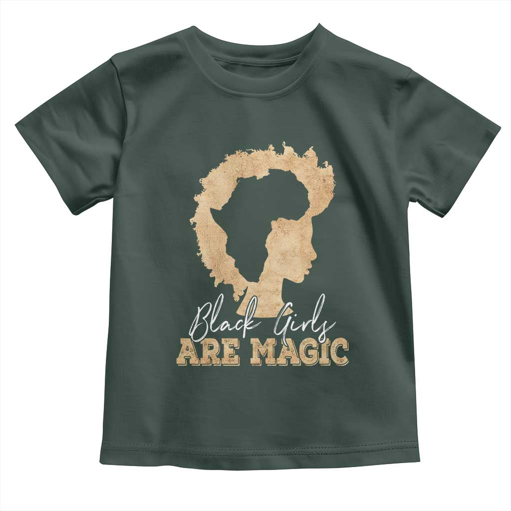 Black Girls Are Magic Toddler T Shirt Afro Melanin Pride TS02 Dark Forest Green Print Your Wear
