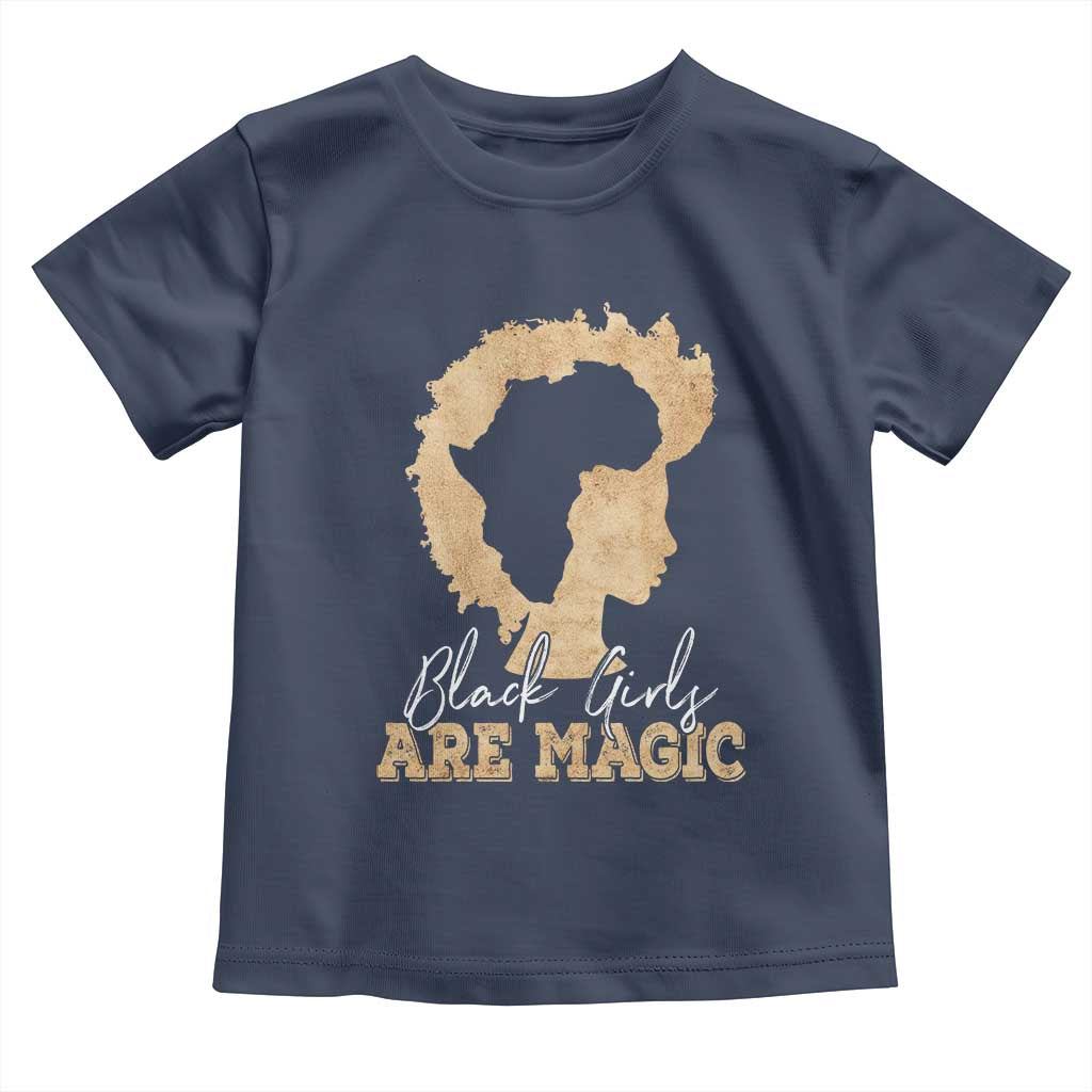 Black Girls Are Magic Toddler T Shirt Afro Melanin Pride TS02 Navy Print Your Wear