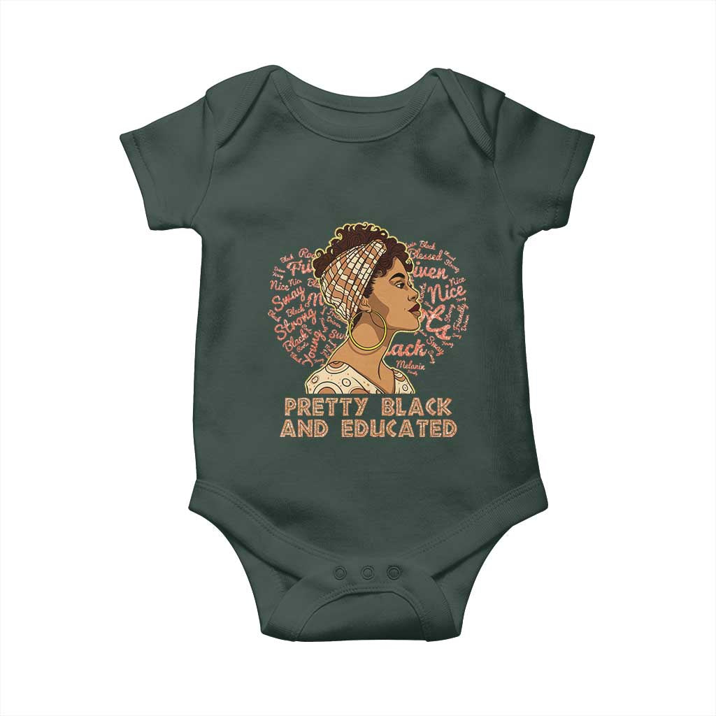 Afro Melanin Woman Baby Onesie Pretty Black And Educated African American Pride TS02 Print Your Wear
