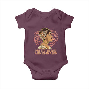 Afro Melanin Woman Baby Onesie Pretty Black And Educated African American Pride TS02 Maroon Print Your Wear
