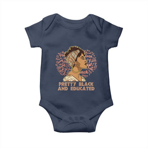 Afro Melanin Woman Baby Onesie Pretty Black And Educated African American Pride TS02 Navy Print Your Wear