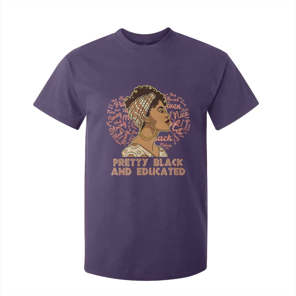 Afro Melanin Woman T Shirt For Kid Pretty Black And Educated African American Pride TS02 Purple Print Your Wear