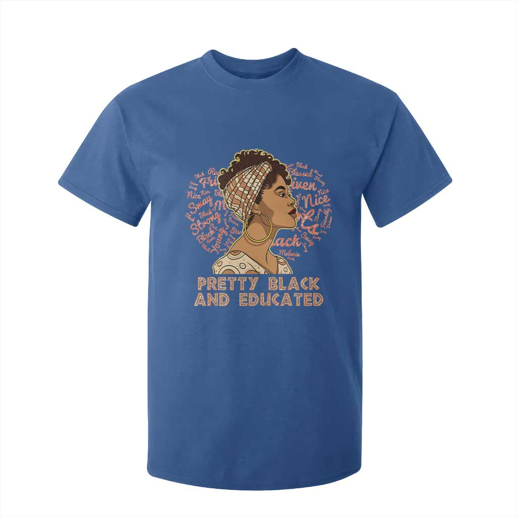 Afro Melanin Woman T Shirt For Kid Pretty Black And Educated African American Pride TS02 Royal Blue Print Your Wear