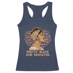 Afro Melanin Woman Racerback Tank Top Pretty Black And Educated African American Pride TS02 Navy Print Your Wear