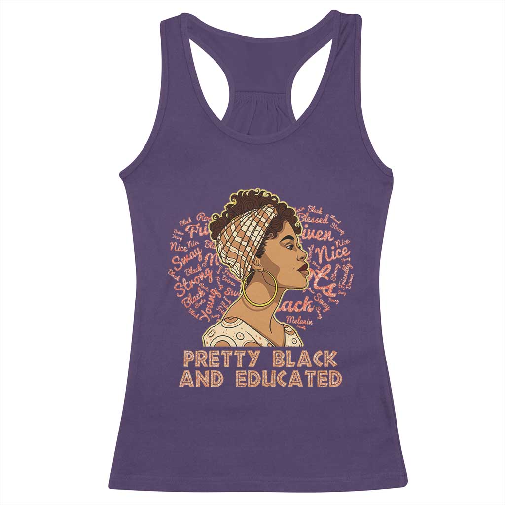 Afro Melanin Woman Racerback Tank Top Pretty Black And Educated African American Pride TS02 Purple Print Your Wear