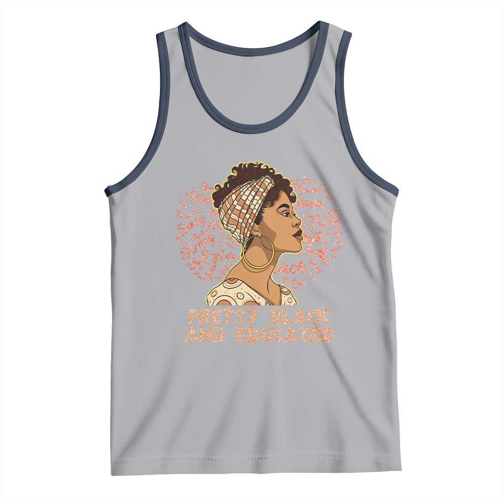 Afro Melanin Woman Tank Top Pretty Black And Educated African American Pride TS02 Athletic Heather Navy Print Your Wear