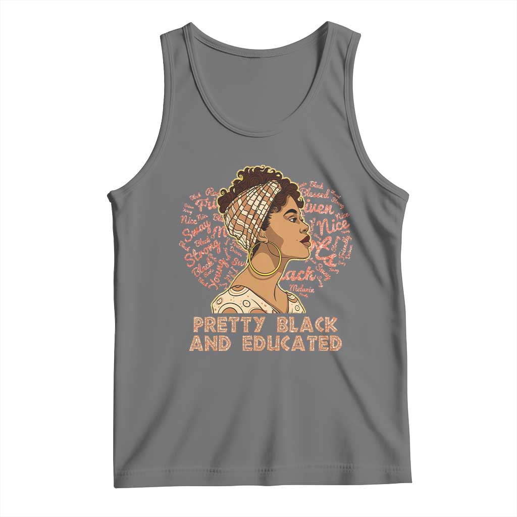 Afro Melanin Woman Tank Top Pretty Black And Educated African American Pride TS02 Black Heather Print Your Wear