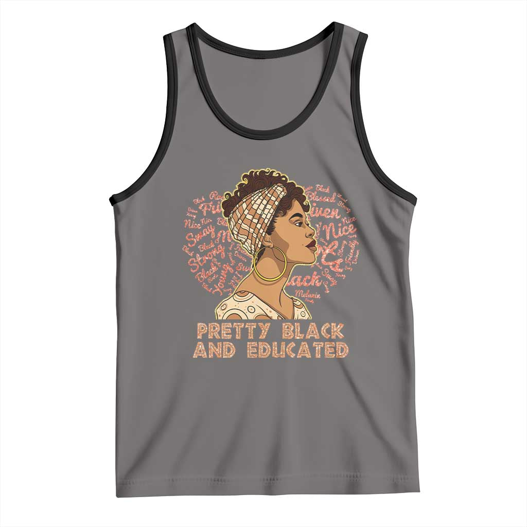Afro Melanin Woman Tank Top Pretty Black And Educated African American Pride TS02 Deep Heather Black Print Your Wear