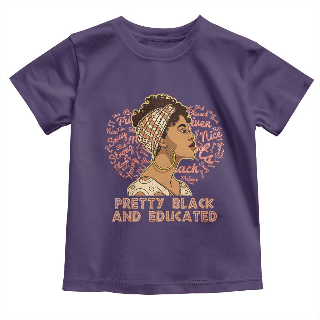 Afro Melanin Woman Toddler T Shirt Pretty Black And Educated African American Pride TS02 Purple Print Your Wear