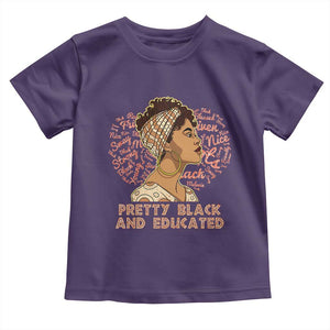 Afro Melanin Woman Toddler T Shirt Pretty Black And Educated African American Pride TS02 Purple Print Your Wear
