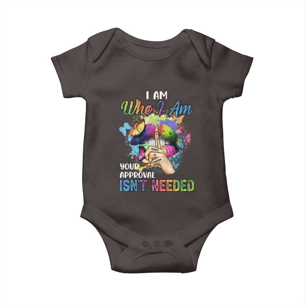 Black Queen Baby Onesie I Am Who I Am Your Approval Isn't Needed Colorful Butterflies TS02 Dark Chocolate Print Your Wear
