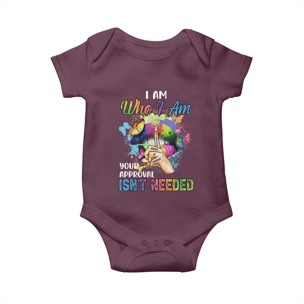 Black Queen Baby Onesie I Am Who I Am Your Approval Isn't Needed Colorful Butterflies TS02 Maroon Print Your Wear