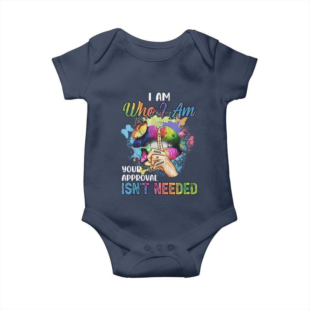 Black Queen Baby Onesie I Am Who I Am Your Approval Isn't Needed Colorful Butterflies TS02 Navy Print Your Wear