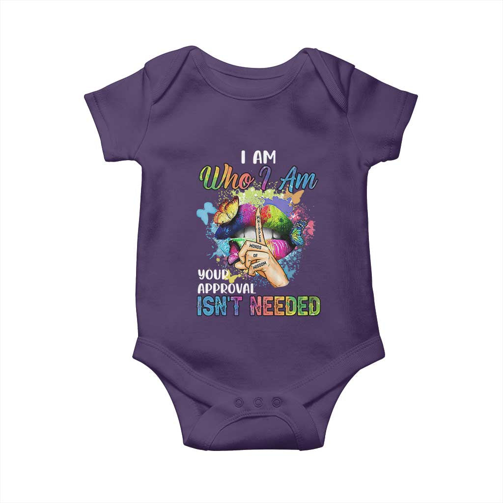 Black Queen Baby Onesie I Am Who I Am Your Approval Isn't Needed Colorful Butterflies TS02 Purple Print Your Wear