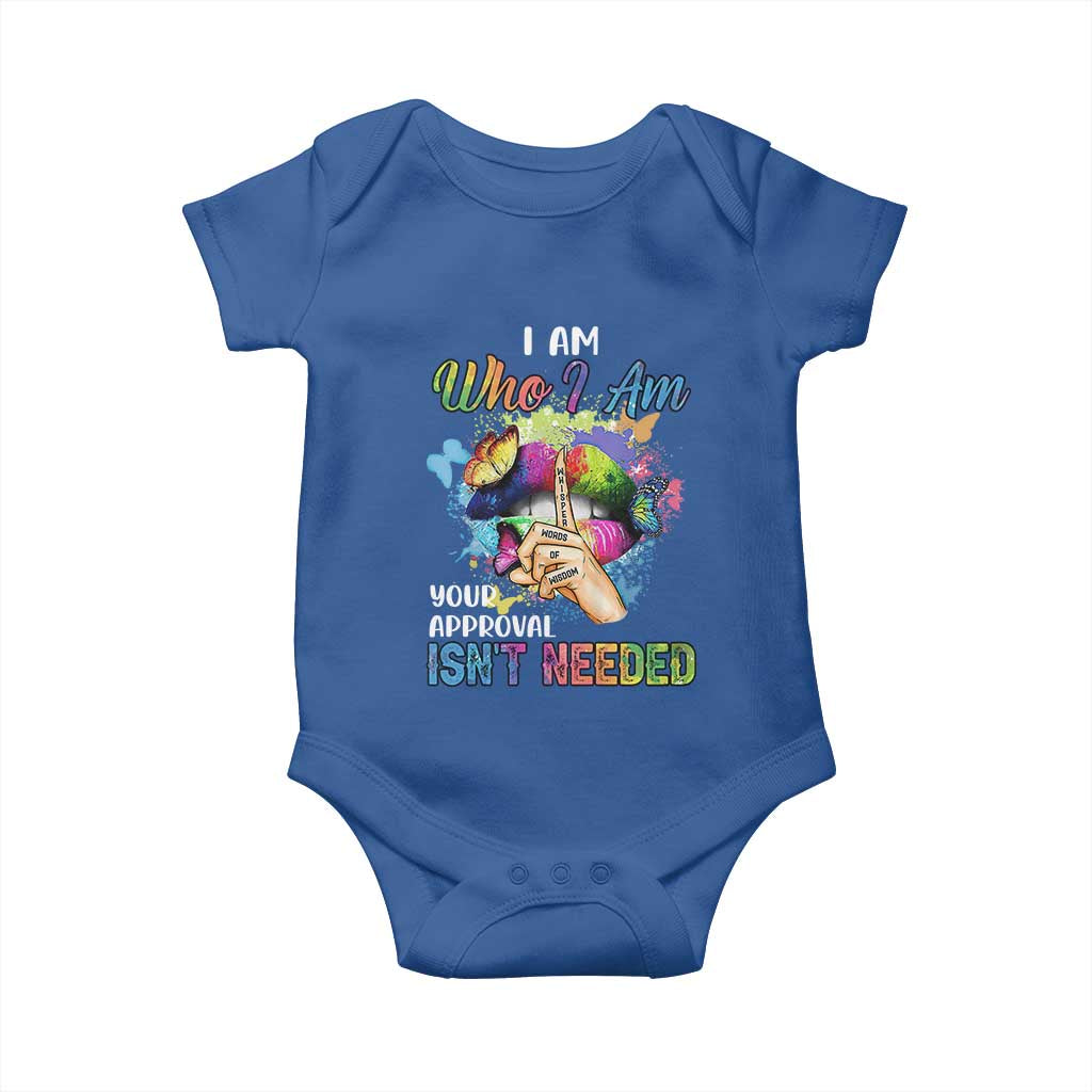 Black Queen Baby Onesie I Am Who I Am Your Approval Isn't Needed Colorful Butterflies TS02 Royal Blue Print Your Wear
