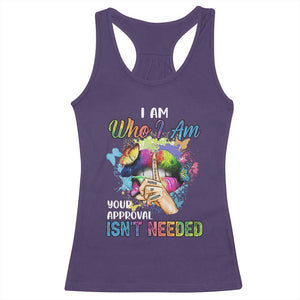 Black Queen Racerback Tank Top I Am Who I Am Your Approval Isn't Needed Colorful Butterflies TS02 Purple Print Your Wear