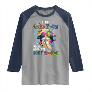 Black Queen Raglan Shirt I Am Who I Am Your Approval Isn't Needed Colorful Butterflies TS02 Sport Gray Navy Print Your Wear