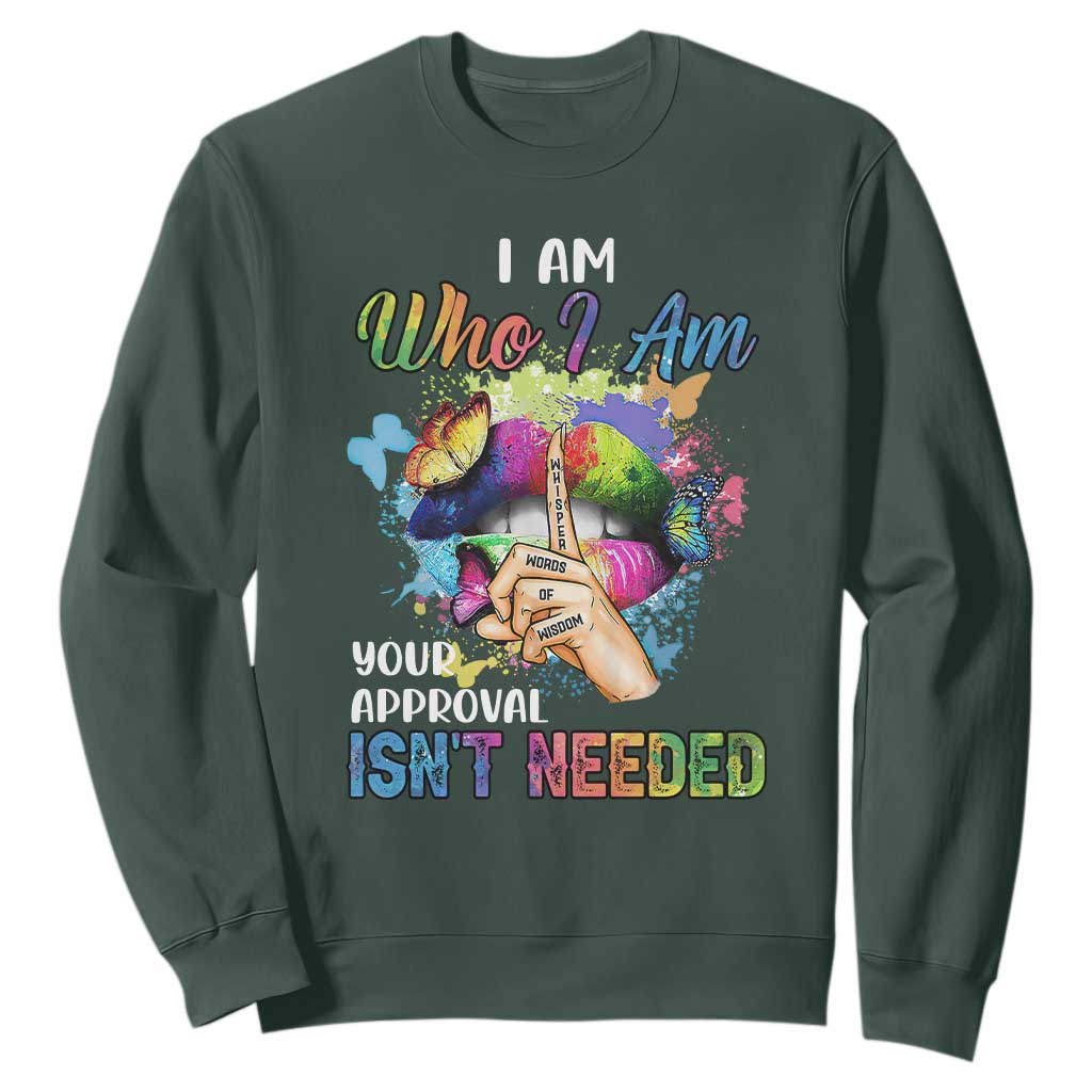 Black History Month Sweatshirt I Am Who I Am Your Approval Isn't Needed Afro Black Queen TS02 Dark Forest Green Printyourwear