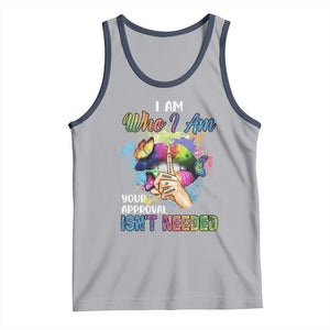 Black Queen Tank Top I Am Who I Am Your Approval Isn't Needed Colorful Butterflies TS02 Athletic Heather Navy Print Your Wear