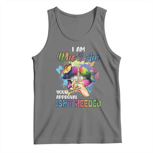 Black Queen Tank Top I Am Who I Am Your Approval Isn't Needed Colorful Butterflies TS02 Black Heather Print Your Wear