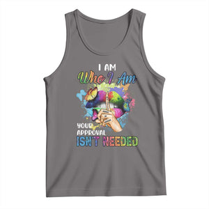 Black Queen Tank Top I Am Who I Am Your Approval Isn't Needed Colorful Butterflies TS02 Deep Heather Print Your Wear