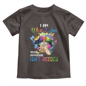 Black Queen Toddler T Shirt I Am Who I Am Your Approval Isn't Needed Colorful Butterflies TS02 Dark Chocolate Print Your Wear