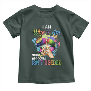 Black Queen Toddler T Shirt I Am Who I Am Your Approval Isn't Needed Colorful Butterflies TS02 Dark Forest Green Print Your Wear