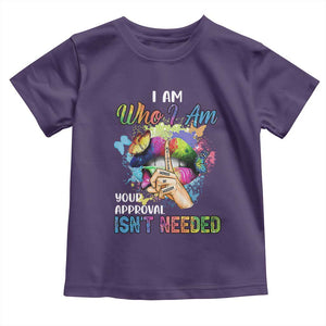 Black Queen Toddler T Shirt I Am Who I Am Your Approval Isn't Needed Colorful Butterflies TS02 Purple Print Your Wear