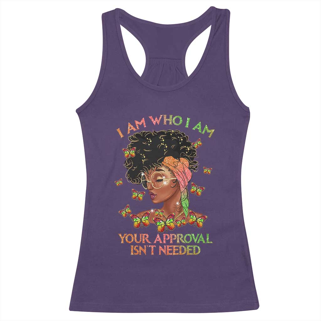 Afro Black Queen Racerback Tank Top I Am Who I Am Your Approval Isn't Needed TS02 Purple Print Your Wear