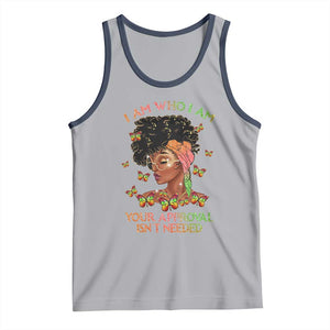 Afro Black Queen Tank Top I Am Who I Am Your Approval Isn't Needed TS02 Athletic Heather Navy Print Your Wear