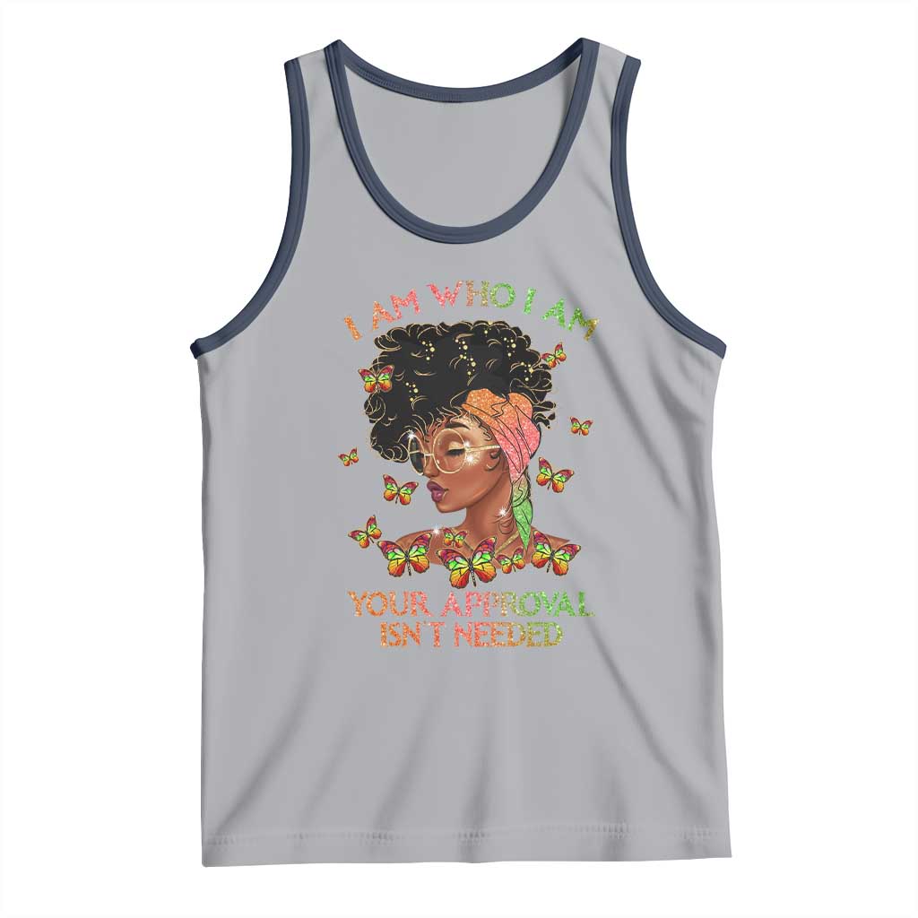 Afro Black Queen Tank Top I Am Who I Am Your Approval Isn't Needed TS02 Athletic Heather Navy Print Your Wear