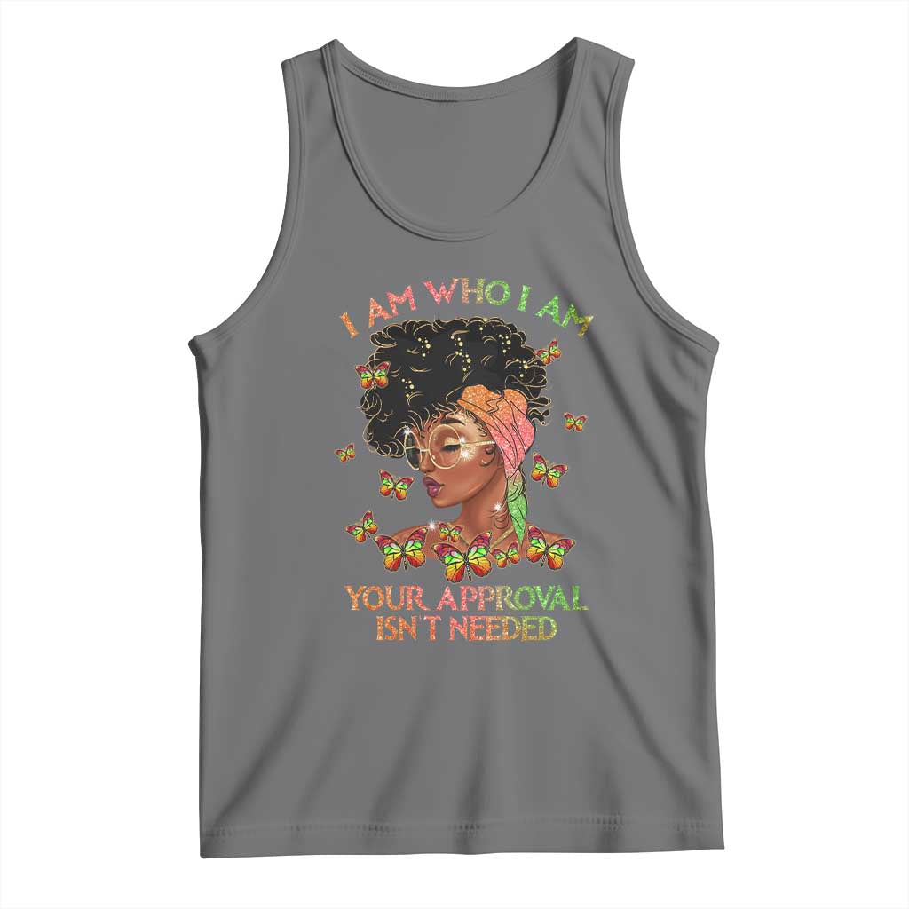 Afro Black Queen Tank Top I Am Who I Am Your Approval Isn't Needed TS02 Black Heather Print Your Wear