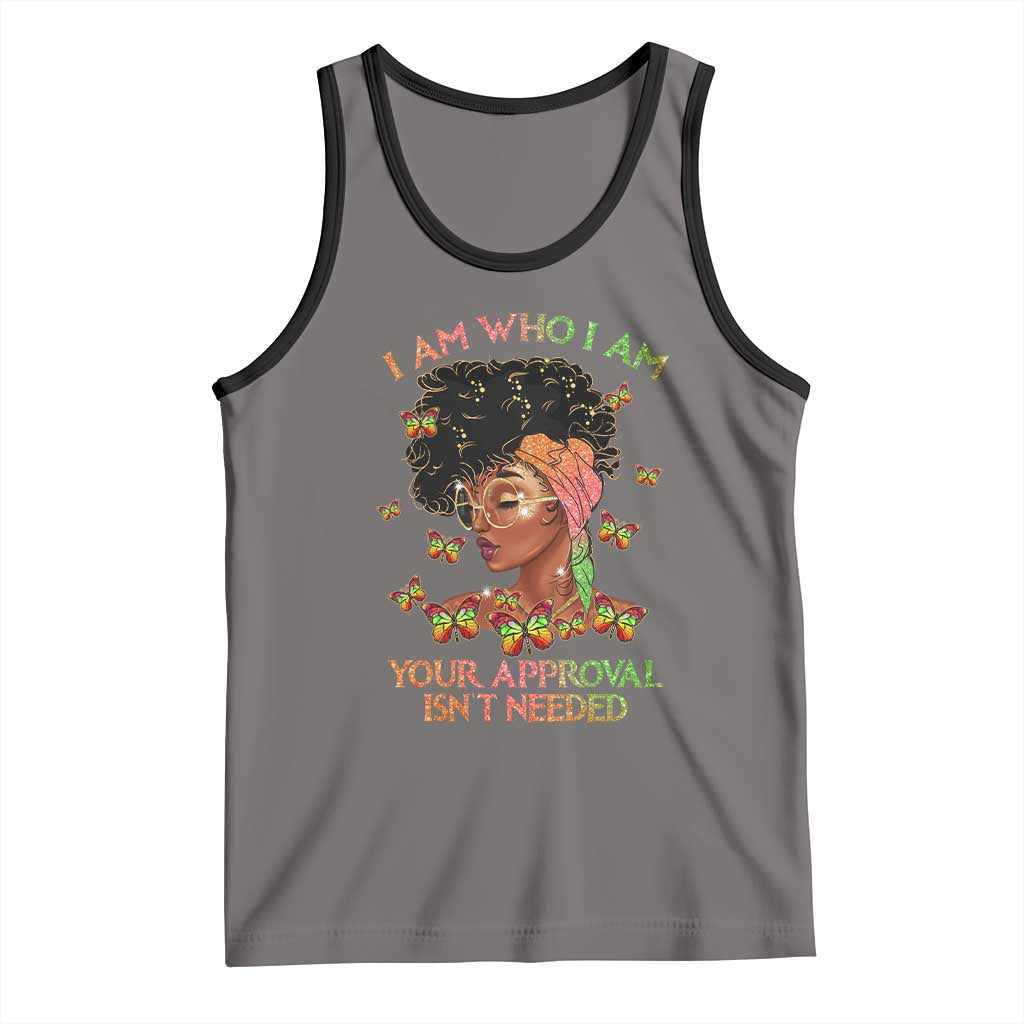 Afro Black Queen Tank Top I Am Who I Am Your Approval Isn't Needed TS02 Deep Heather Black Print Your Wear