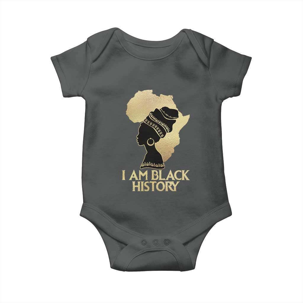 I Am Black History Baby Onesie Black Girls African American TS02 Dark Heather Print Your Wear