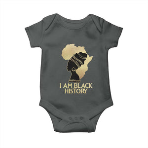 I Am Black History Baby Onesie Black Girls African American TS02 Dark Heather Print Your Wear